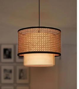 Darian Rattan Beige Tejido Colgante Ecológico Alta calidad Hecho a mano Luz de techo Costero Boho Estilo de mediados de siglo - Product Image 6