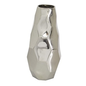 Vase décoratif géométrique en métal aluminium argenté ou vase décoratif géométrique en métal aluminium argenté déco - Product Image 3
