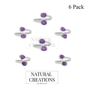 925 Sterling Silver Natural Shape Amethyst Men's Ring Bezel Setting Classic Style High Finish Engagement Party Anniversary Gift - Product Image 2