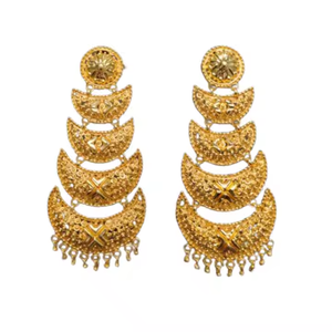 Article de vente chaud boucles d'oreilles ensemble avec fantaisie conçu 22CT plaqué or Jhumka Style boucles d'oreilles bijoux pour les femmes porter par les exportateurs - Product Image 2