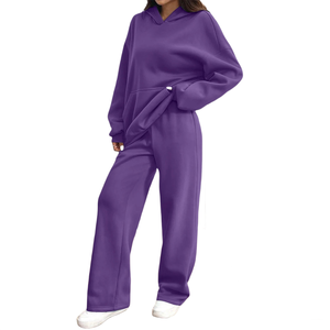 Conjunto Deportivo de Algodón para Mujer al por Mayor, Sudadera con Hombros Caídos, Pantalones Largos, Moda de Invierno, Cálido, Holgado, Dos Piezas - Product Image 6