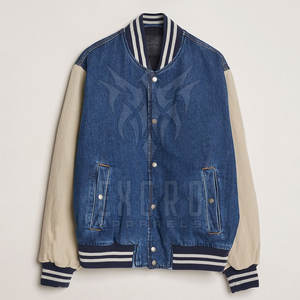 Venta caliente 2025 Hombres Jeans Letterman Chaquetas MOQ bajo Hombres Jeans Letterman Chaquetas Precio barato Hombres Jeans Chaquetas - Product Image 1