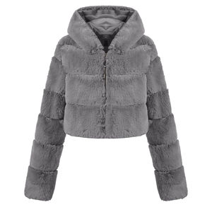 2025 nuevo diseño moderno de moda de talla grande esponjoso otoño cálido de moda Faux invierno señoras Negro Azul mujer abrigo chaqueta de piel para mujer - Product Image 4