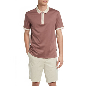 ใหม่ล่าสุดโลโก้ที่กําหนดเองการออกแบบที่ไม่ซ้ํากันนุ่มผู้ชายเสื้อยืดซิปแขนสั้นBreathableผ้าฝ้าย 100% เสื้อโปโลผู้ชาย - Product Image 2