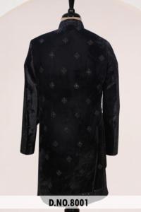 Modern Fusion Indo-Western Sherwani for Men Royal <b>Black</b> Velvet Knee Length Groom Suit Elegant <b>Sequins</b> Embroidery Work - Product Image 3