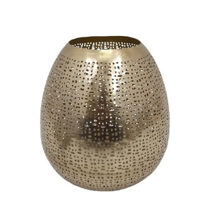 Bougie votive en métal de vente chaude pour la décoration de table de maison et d'hôtel Pot de bougie chauffe-plat rond fini antique - Product Image 5