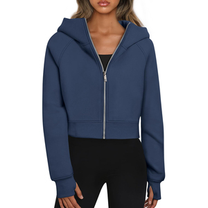 Winter Wear Zipper-up Short Hoodies Custom Women casual,streetwear,Drop Shoulder, figuras, transpirable, Eco-friendly,hoodies,Knitted - Product Image 3