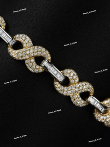 Collar Cuben Link de Plata, Cadena de Lujo con Diamantes Moissanite VVS, Joyería Elegante y Brillante para Uso Unisex - Product Image 2