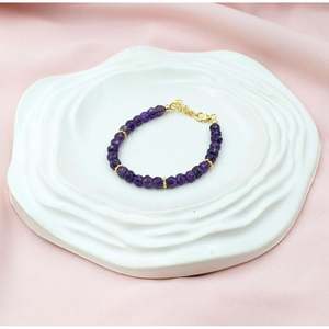 18K Gold Filled Amethyst Ball <b>Bracelet</b> 925 Sterling <b>Silver</b> Gift for Someone Special - Product Image 4