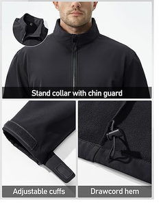 <b>Men's</b> Fleece Lined Softshell Jacket Lightweight Waterproof Windbreaker Zip Up Winter <b>Rain</b> <b>Coat</b> Tactical Hiking - Product Image 3