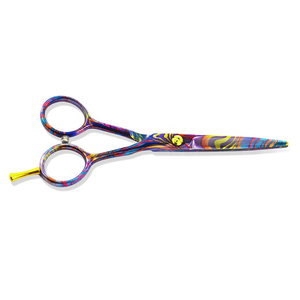 Ciseaux de coiffure professionnels pour salon de beauté avec repose-doigts réglable, revêtement en papier coloré, ciseaux élégants - Product Image 2