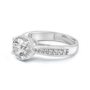NOVAMART Fine Zarkan Princess <b>Silver</b> <b>Solitaire</b> Diamond <b>Ring</b> Wholesale Export - Product Image 4
