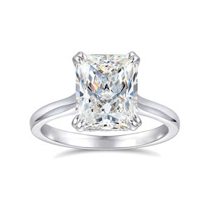 แหวนหมั้นเพชรโมอิสซาไนต์ทรงเรเดียนท์ 4 กะรัต ประดับเพชร เงินแท้ 925 สำหรับผู้หญิง สไตล์วินเทจ แบบหนามเตย วงแหวนนิรันดร์ เครื่องประดับสำหรับงานปาร์ตี้ - Product Image 1