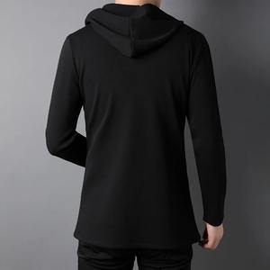 Vestes à capuche pour hommes, style décontracté et tendance, couleur unie, col montant, fermeture éclair, 100% polyester - Product Image 4