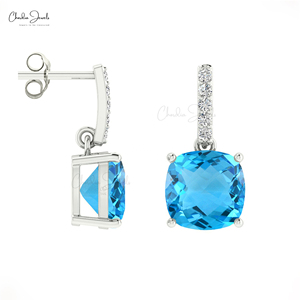 Boucles d'oreilles d'anniversaire de mariage minimalistes à la mode en or massif 14 carats avec diamant blanc pour le cadeau de soeur - Product Image 4