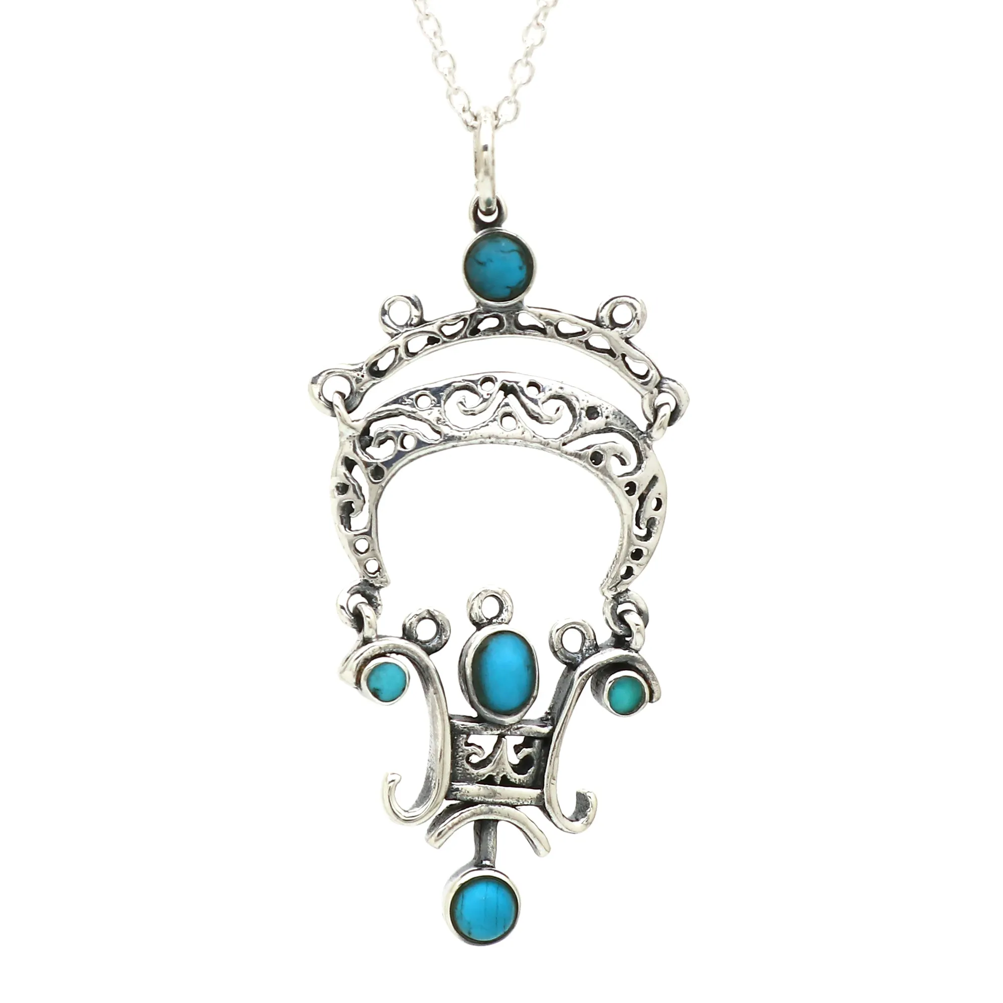 Le collier en cinq pierres turquoise en argent sterling 925 est pur fait à la main et disponible pour la personnalisation