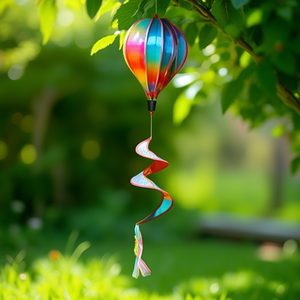 Rainbow Balloon Wind Chime with Spiral Tail Design2 28cm Diameter 110cm Length-<b>Garden</b> Ornament - Product Image 3