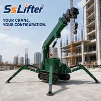 Mini-grue araignée de 10 tonnes, hauteur de levage de 17,5 m, pour l'entretien des usines et la pose d'éléments en acier, avec moteur essence ou diesel