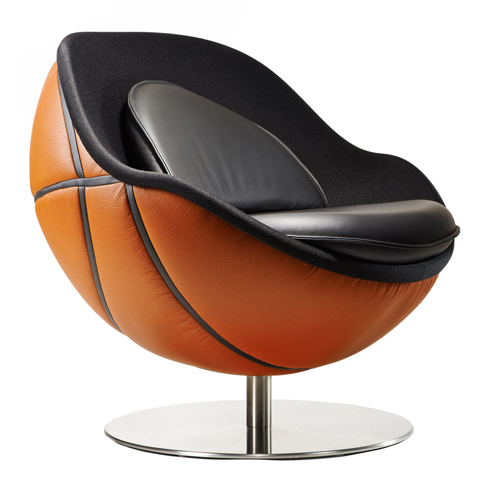 Canapé Gonflable Design Ballon De Basket - Chaise Déco Intérieur/extérieur, 80x110 Cm Gonflé, Kit Réparation Inclus