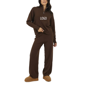 Conjunto Deportivo de Mujer, Ajustado, de Poliéster, para Correr, Color Único, Invierno, Sudadera con Media Cremallera, Ropa Deportiva - Product Image 5