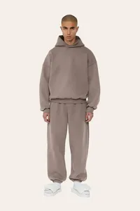 Men's Oversized Blue Hooded Sweatshirt Solid Colour French Terry <b>Fabric</b> Regular Sleeve Autumn Wear With Front Pocket 2027 - Product Image 5