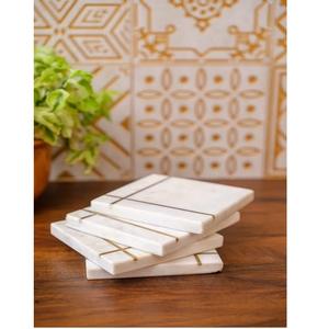 Shape Coasters White Marble for <b>Kitchen</b> Office Natural and Marble coaster Made in India stone coasters faizacraft - Product Image 1