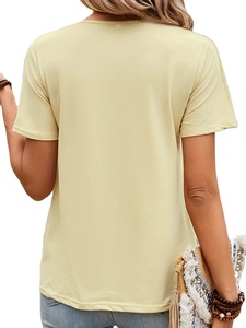 เสื้อยืดผู้หญิงไซส์ใหญ่ ปี 2025 ผ้าถักลำลอง ระบายอากาศได้ดี เป็นมิตรกับสิ่งแวดล้อม ผ้าโพลีเอสเตอร์/คอตตอน ป้องกันรอยยับ สวมใส่สบาย ทรงหลวม คอสามเหลี่ยม - Product Image 5