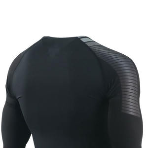 Meilleure qualité 220 grammes hommes Compression à manches longues O-cou T-Shirt Logo personnalisé Unique lettre impression motif respirant - Product Image 6