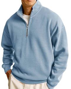 Jersey de lana informal de manga larga con media cremallera para hombre, prendas de vestir exteriores atléticas, hilo teñido con capucha, estampado Digital personalizado, patrón de dibujos animados - Product Image 1
