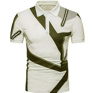 Polo personalizado 100% poliéster transpirable para hombre, Camisa estampada de manga corta para hombre, estilo veraniego, informal, sólido, polos para hombre, OEM - Product Image 4