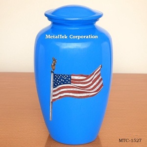 American flag cremation urn patriotic themed funeral urns aluminum metal military veteran memorial ashes adult cremation urns - Product Image 1
