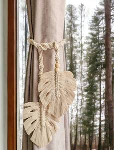 <b>Curtain</b> Tiebacks, Macrame Leaf <b>Curtain</b> Tie Backs, Boho Decor, <b>Curtain</b> Holdback, Window Treatments, <b>Curtain</b> <b>Holder</b> - Product Image 2