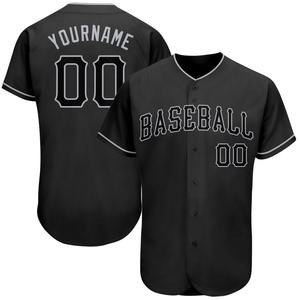 Camiseta de béisbol auténtica negra-gris personalizada ropa de equipo personalizada superventas - Product Image 1