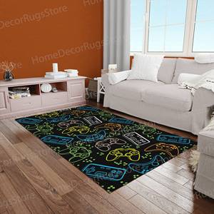 Tapis imprimé dynamique, tapis pour salle de jeux, tapis d'intérieur moderne, facile à nettoyer, tapis en chenille - Product Image 2