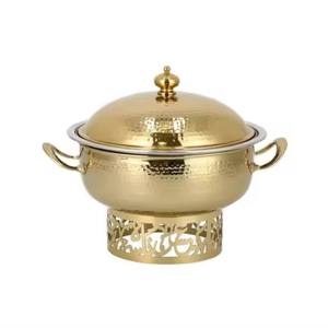Elegant Aluminum Double Wall <b>Cooking</b> <b>Pot</b> with Lid High-Quality Steel Casserole Chafing Dish in Yellow Leaf Design - Product Image 3
