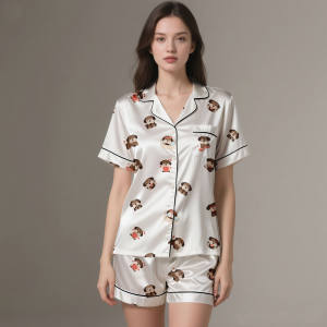 Pyjama en satin pour adultes de qualité supérieure, toucher soyeux, taille élastique - Product Image 6