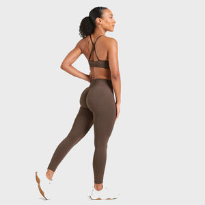 Leggings pour femmes personnalisés de haute qualité au meilleur prix, logo à la taille, vêtements de yoga professionnels, solides, antibactériens, longueur intégrale, élastiques - Product Image 4