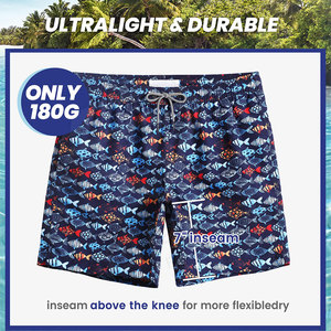 Shorts de Baño para Hombre, Cintura Elástica, Cordón Ajustable, Ecológicos, 100% Algodón, Impermeables, Resistentes al Viento, para Playa, Correr, Verano - Product Image 3