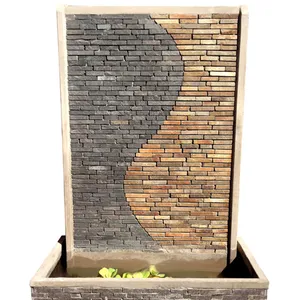 Pebble Slate water fountain Stacked stone walls and Water features fountain Sandstone garden pots [wholesale]