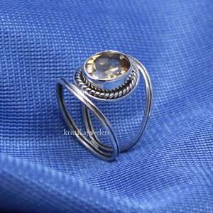 Bague en argent Sterling 925 bague en pierres précieuses Citrine naturelle bague faite à la main bijoux personnalisés cadeau fiançailles pour femmes - Product Image 5