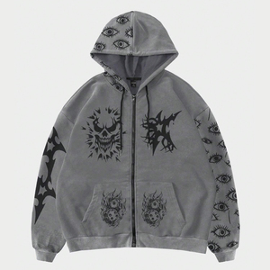 เสื้อฮู้ด DTF สำหรับผู้ชายเสื้อฮู้ดแบบมีซิปมีเชือกรูดแขนยาวมีกระเป๋าพิมพ์ลายออกแบบได้ตามต้องการ - Product Image 1