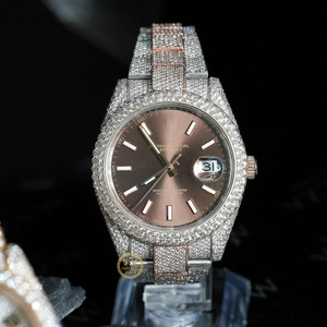 Montre de luxe en diamant de laboratoire de haute qualité, cadran à chiffres romains, diamant baguette, montre en gros, fournisseur en gros, exportateur - Product Image 3