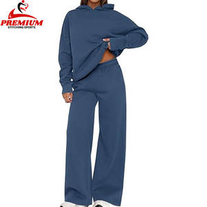 Chándal de mujer de alta calidad 100% algodón Jogging invierno conjuntos de dos piezas chándal de gran tamaño de Color sólido para mujer - Product Image 5