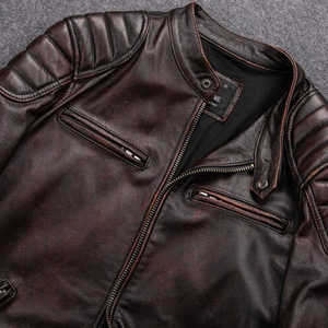 Chaqueta hecha a mano genuina para hombres American Bruiser Plush Diseño personalizado Cuero de bajo precio - Product Image 4