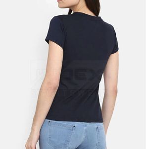T-shirt classique pour femmes, coupe confortable, col rond, coton, t-shirt décontracté pour filles - Product Image 2