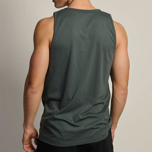 Débardeur uni personnalisé avec logo, style décontracté, pour hommes, vêtements d'été, streetwear, en tissu, vente en gros d'usine - Product Image 3