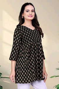 Latest <b>Women</b> Wear Fancy Pure Cotton Short <b>Kurtis</b> with Plus Size Ready to Wear Block Print <b>Kurtis</b> and Top Collections <b>for</b> <b>Women</b> - Product Image 5