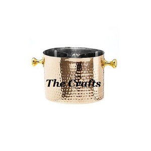 Cubo de hielo martillado de acero inoxidable y botella de agua Cubo de hielo de forma ovalada hecho a mano para uso en eventos de boda - Product Image 6