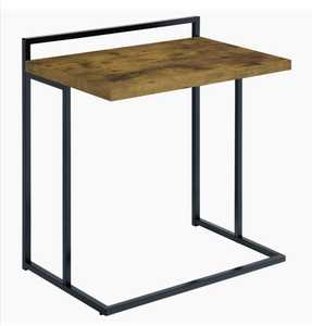 Petite table d'appoint rustique en forme de C Table d'appoint en bois avec cadre en métal Design traditionnel pour chambre à coucher à usage domestique comme table de canapé - Product Image 5