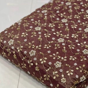 Beaded Embroidery Silk Fabric Wholesale Supplier Beaded Work Silk Fabric Manufacturer India Embroidered Silk Fabric with Beads - Product Image 1